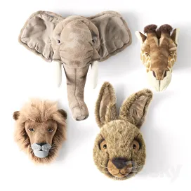 ANIMAL HEAD WALL BUSTS Elephant Giraffe Hare Lion